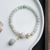 Original natural freshwater pearl surface jade lotus bracelet 14k gold-plated women's Valentine's Day gift jade jewelry details Picture